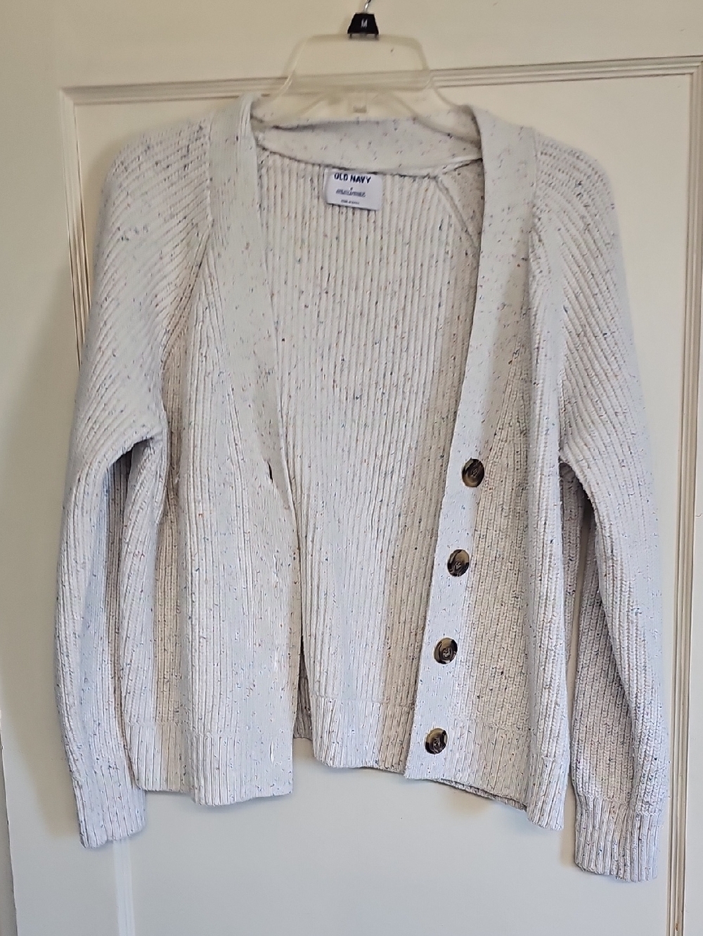 Old Navy Cream Speckled Button-Up Cardigan